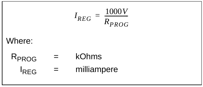 MCP73831 Current Regulation Formula