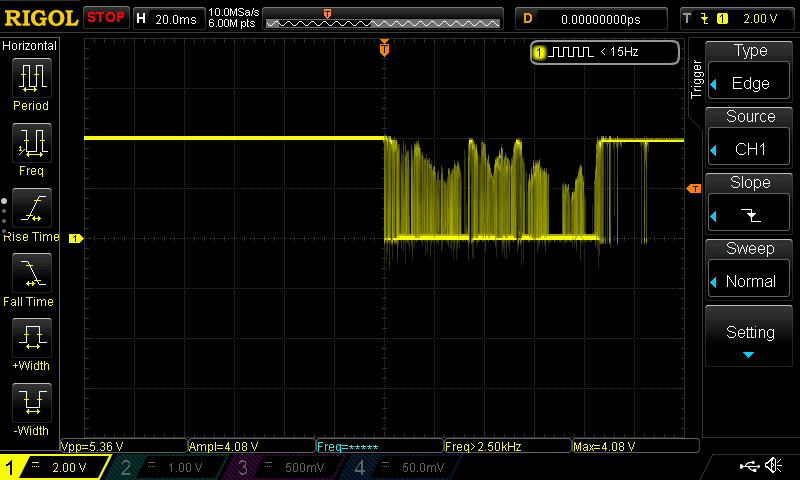 image from ATtiny's UPDI interface activates permanently upon noise input!?