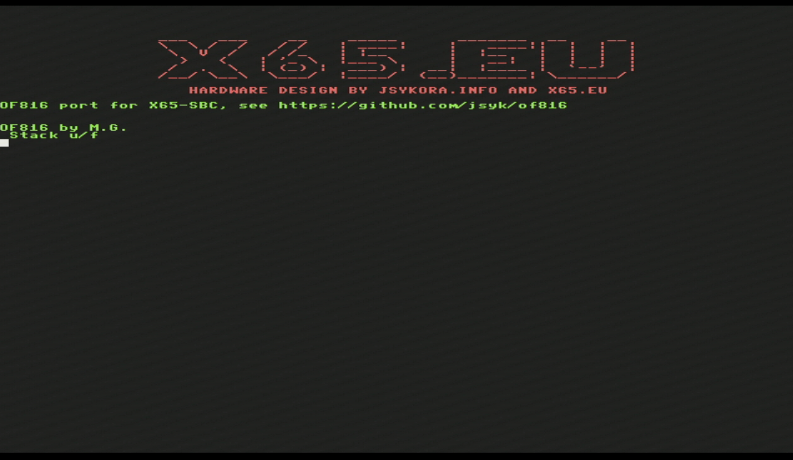 image from X65-SBC Video-Terminal  for the Forth OF816 Interpreter